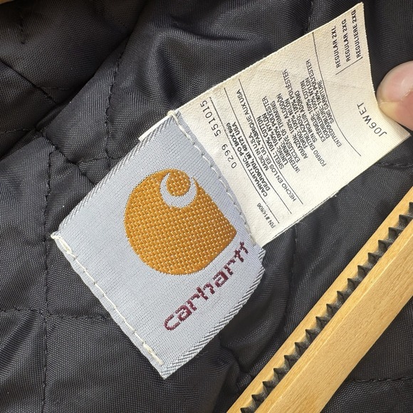 Vintage Carhartt Tan Hooded Jacket J06WET Quilted USA Union Made 2XL Year 1999 - Picture 11 of 13